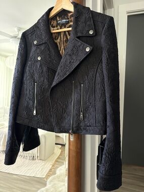 Dolce & Gabbana Black Embossed Moto Jacket